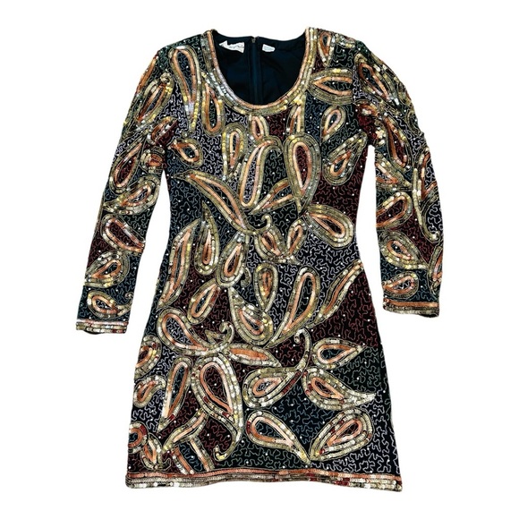 VINTAGE Grace Originals Silk Heavily Beaded & Sequined Formal Dress. Size Medium - Picture 15 of 15